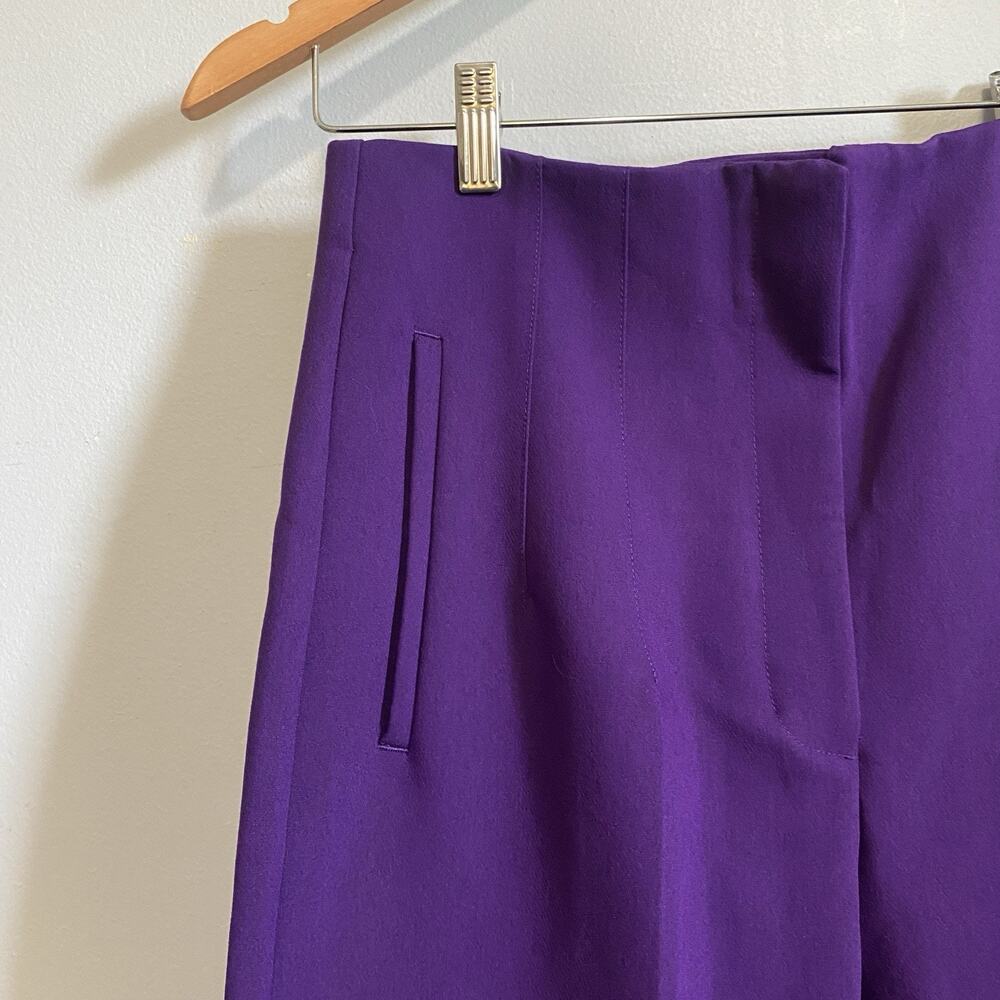 Zara Purple High Waisted Straight Leg Trousers Pants Large Career Officewear NWT - Picture 5 of 6